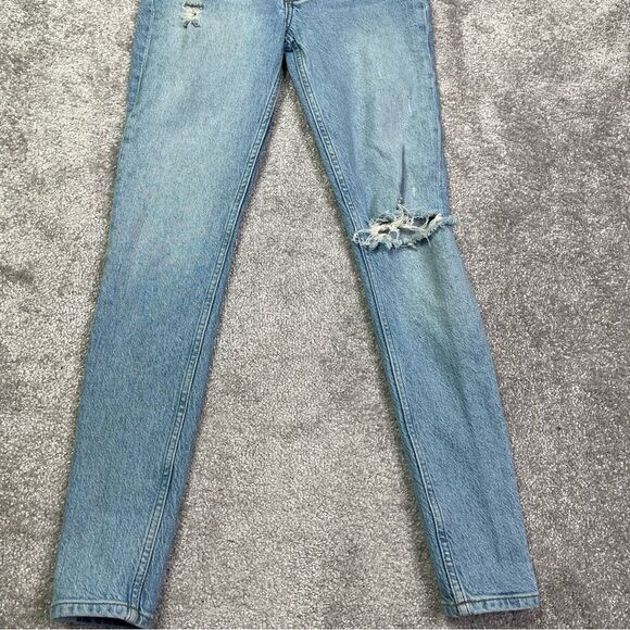 Reformation Serena Jeans Women’s 23 Blue High Rise Skinny Button Fly Ripped - Picture 3 of 15